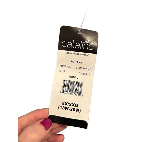 Catalina 1 Piece Tank Swimsuit Women’s Size 2X (18W-20W) Blue Floral Print NWT - Picture 8 of 10